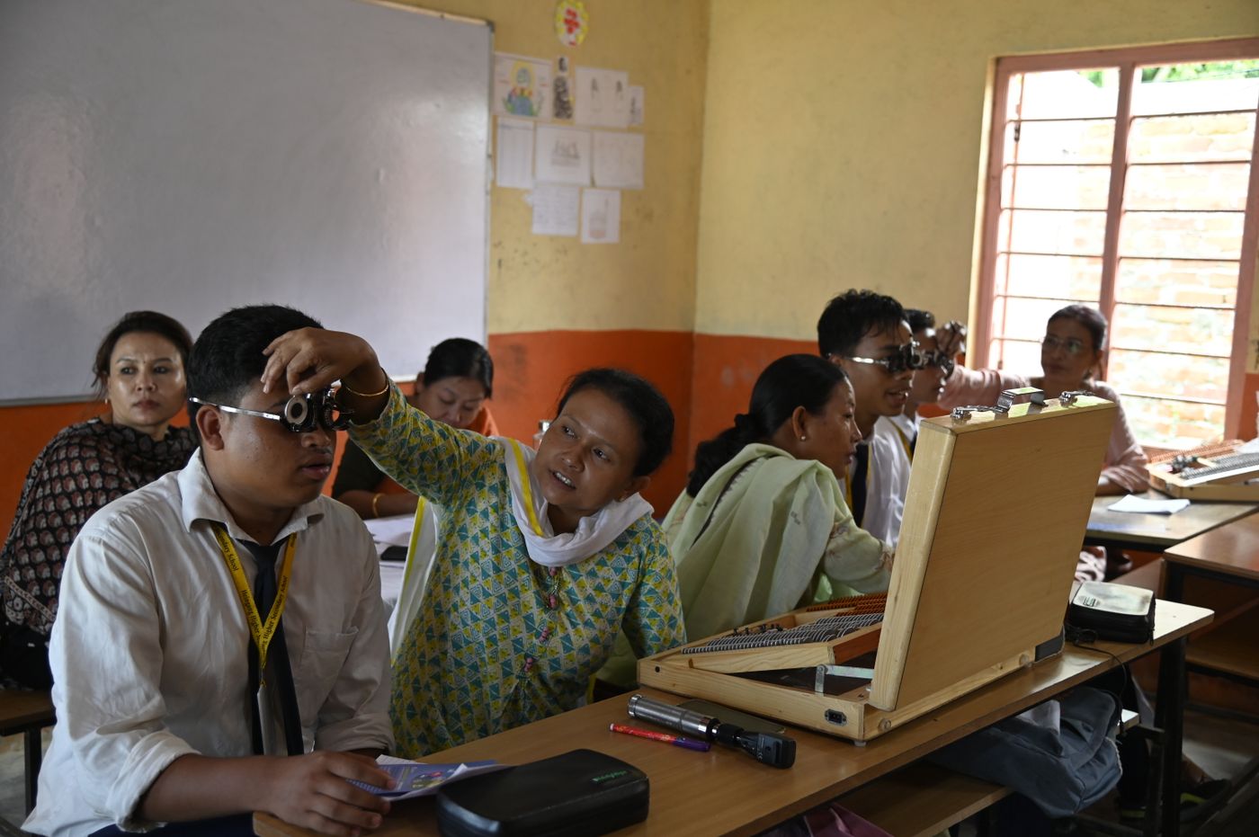 Patient receiving an eye examination